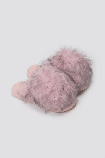 Faux Fur Slippers - Blush Pink Fur - thefashionproject.gr - Ideal shoes