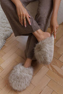 Faux Fur Slippers - Taupe Fur - thefashionproject.gr - Ideal shoes