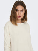 ONLY - Fine Knit Top Boat Neck Long Sleeve - Off White