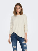 ONLY - Fine Knit Top Boat Neck Long Sleeve - Off White