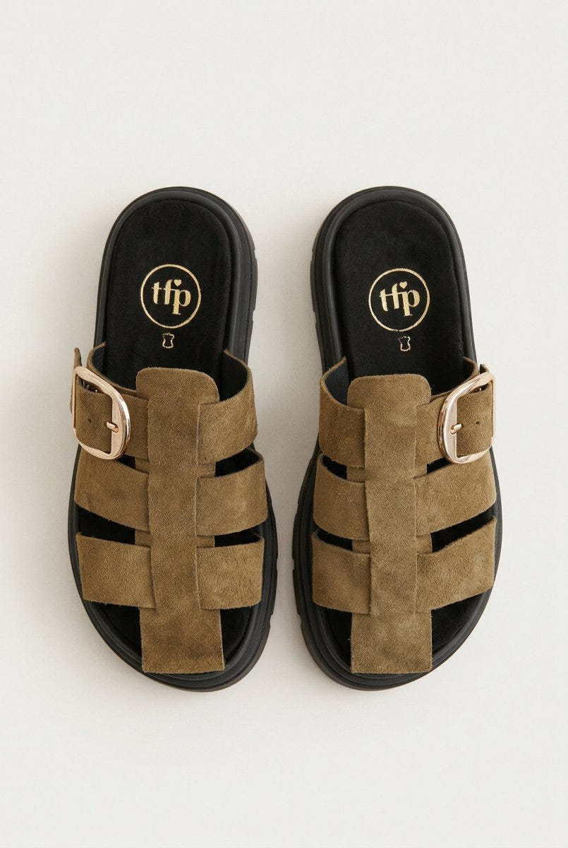 TFP - Fisherman Flatform Sandals - Olive Suede