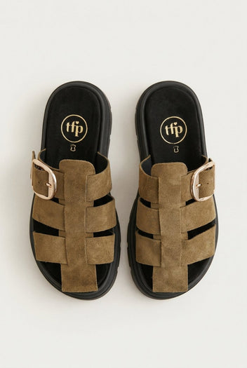 TFP - Fisherman Flatform Sandals - Olive Suede