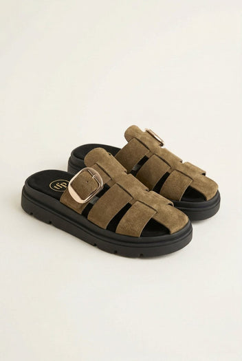 TFP - Fisherman Flatform Sandals - Olive Suede