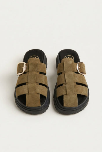 TFP - Fisherman Flatform Sandals - Olive Suede