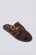 Ideal shoes - Fisherman Mule Sandals - Brown Suede
