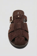 Ideal shoes - Fisherman Mule Sandals - Brown Suede