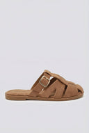 Ideal shoes - Fisherman Mule Sandals - Camel Suede