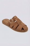 Ideal shoes - Fisherman Mule Sandals - Camel Suede