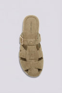 Ideal shoes - Fisherman Mule Sandals - Olive Suede
