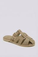 Ideal shoes - Fisherman Mule Sandals - Olive Suede