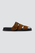 ATENEO - Fisherman Sandals Buckle Detail - Brown Suede