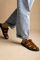 ATENEO - Fisherman Sandals Buckle Detail - Brown Suede