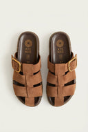 ATENEO - Fisherman Sandals Buckle Detail - Tan Suede