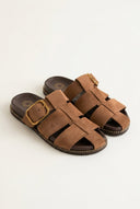 ATENEO - Fisherman Sandals Buckle Detail - Tan Suede