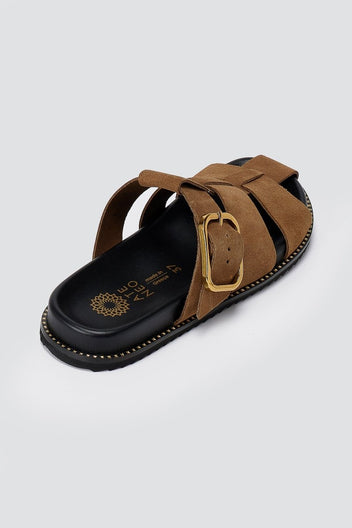 ATENEO - Fisherman Sandals Buckle Detail - Taupe Suede