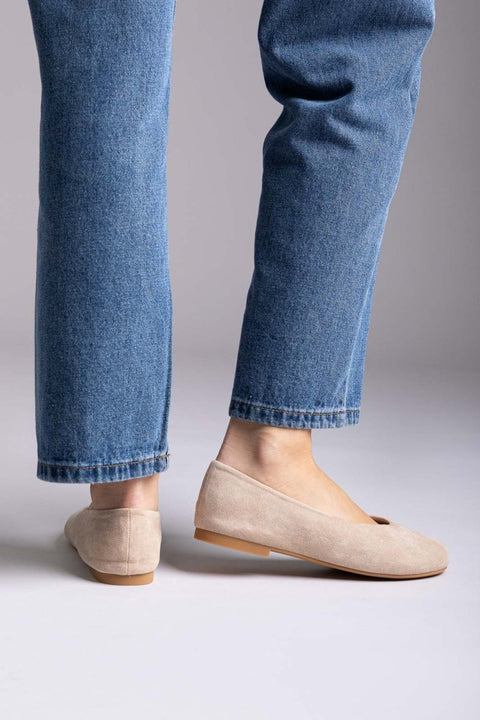 Flat Ballet Flats - Beige Suede