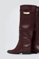 Flat Boots Pointed Toe - Burgundy Matte - thefashionproject.gr - Ideal shoes