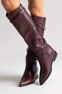 Flat Boots Pointed Toe - Burgundy Matte - thefashionproject.gr - Ideal shoes