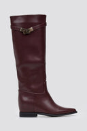 Flat Boots Pointed Toe - Burgundy Matte - thefashionproject.gr - Ideal shoes