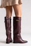 Flat Boots Pointed Toe - Burgundy Matte - thefashionproject.gr - Ideal shoes