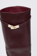 Flat Boots Pointed Toe - Burgundy Matte - thefashionproject.gr - Ideal shoes