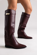 Flat Boots Pointed Toe - Burgundy Matte - thefashionproject.gr - Ideal shoes