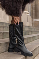 Flat Boots Stretch Calf - Black Matte - thefashionproject.gr - Ideal shoes