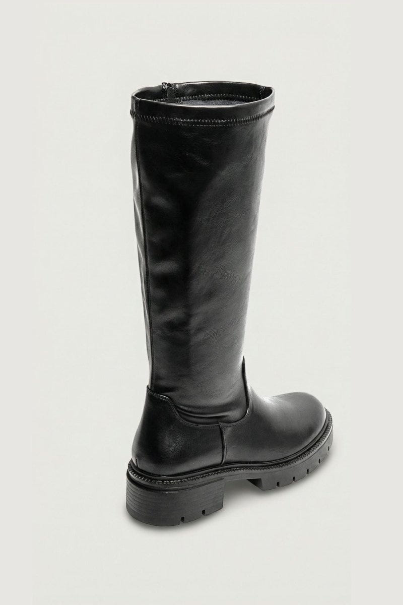 Flat Boots Stretch Calf - Black Matte - thefashionproject.gr - Ideal shoes