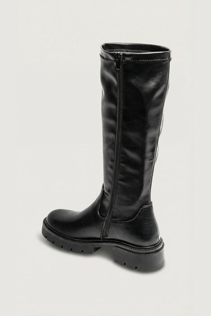 Flat Boots Stretch Calf - Black Matte - thefashionproject.gr - Ideal shoes