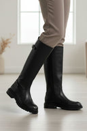 Flat Boots with Buckle Detail - Black Matte - thefashionproject.gr - Ideal shoes
