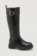 Flat Boots with Side Buckle - Black Matte - thefashionproject.gr - Ideal shoes