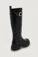 Flat Boots with Side Buckle - Black Matte - thefashionproject.gr - Ideal shoes