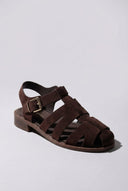 Ideal shoes - Flat Fisherman Sandals - Brown Suede