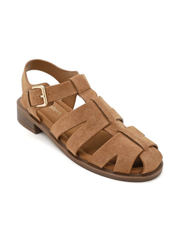 Ideal shoes - Flat Fisherman Sandals - Tan Suede