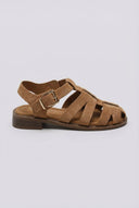 Ideal shoes - Flat Fisherman Sandals - Taupe Suede