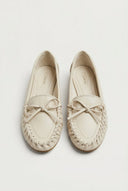 CORINA - Flat Loafers with Bow - Beige Matte