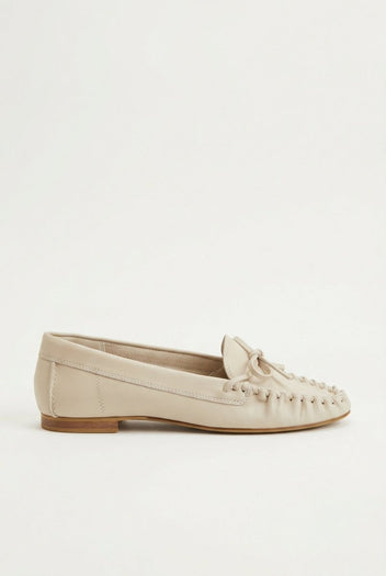 CORINA - Flat Loafers with Bow - Beige Matte