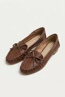CORINA - Flat Loafers with Bow - Brown Matte