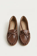 CORINA - Flat Loafers with Bow - Brown Matte
