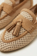 CORINA - Flat Loafers with Knit Design - Camel matte
