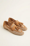 CORINA - Flat Loafers with Knit Design - Camel matte