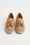 CORINA - Flat Loafers with Knit Design - Camel matte