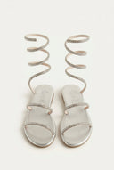 IRIS - Flat Sandals Lace Up - Silver Strass