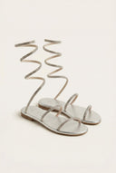 IRIS - Flat Sandals Lace Up - Silver Strass