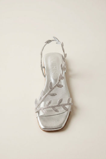 IRIS - Flat Sandals Rhinestone Straps - Silver Strass