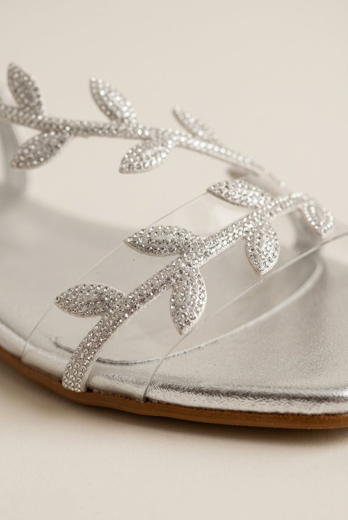 IRIS - Flat Sandals Rhinestone Straps - Silver Strass