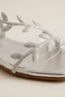 IRIS - Flat Sandals Rhinestone Straps - Silver Strass