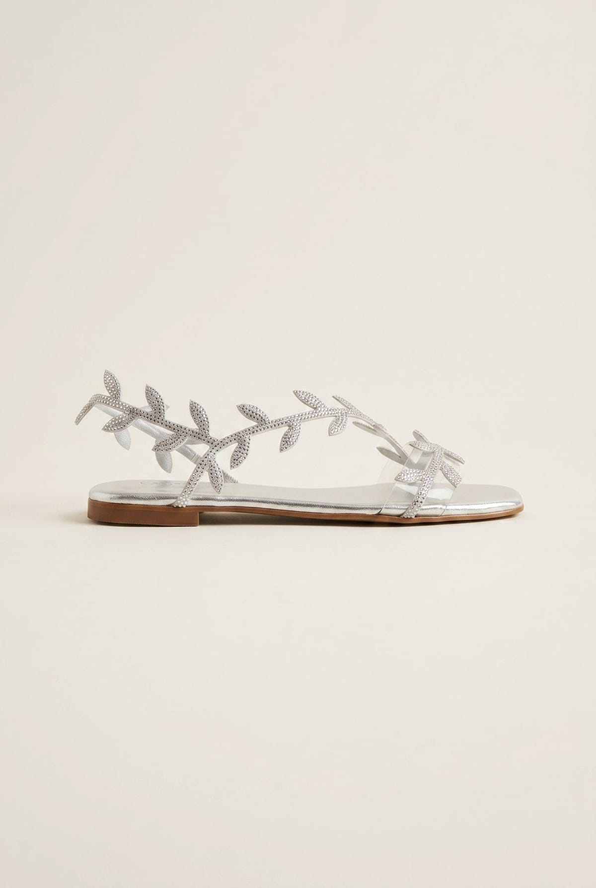 IRIS - Flat Sandals Rhinestone Straps - Silver Strass