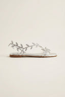 IRIS - Flat Sandals Rhinestone Straps - Silver Strass