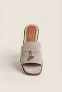 TFP - Flat Sandals Square Toe - Beige Suede